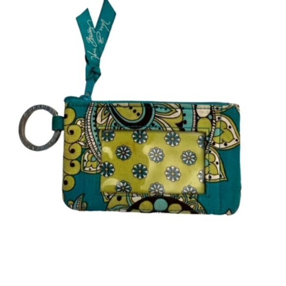 Vera Bradley Accessories - Vera Bradley Zip ID Card Holder Teal Lime Green Peacock Paisley Quilted BOHO